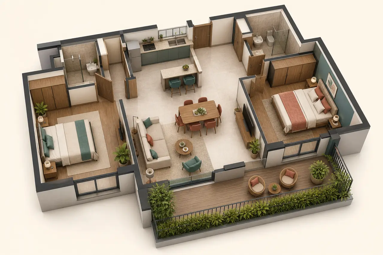Prestige Chikmagalur 2 BHK floor plan image