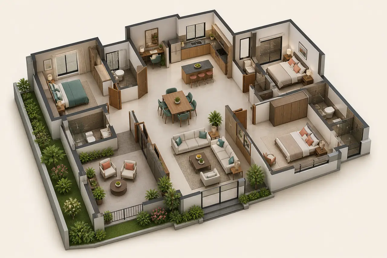 Prestige Chikmagalur 3 BHK floor plan image